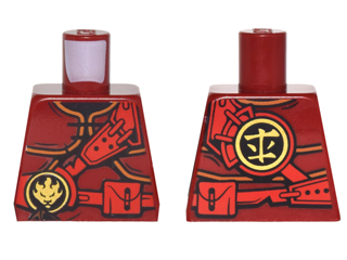 Lego Torso Ninjago Armor with Red Straps and Utility Belt with Fire Power Emblem Pattern / Dark Red