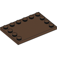 Lego Plate Special 4 x 6, Studs on 3 Edges / Brown