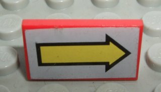 Lego Panel 1 x 2 x 1 with Yellow Arrow Right on Light Gray Background Pattern (Sticker) - Set 8856