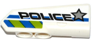 Lego Technic, Panel Fairing #21 Very Small Smooth, Side B with Silver Star, 'POLICE' and Blue and Lime Danger Stripes Pattern (Sticker) - Set 42047