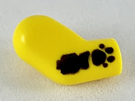 Lego Arm, Right with Black Splotch and Paw Print Tattoo Pattern / Yellow