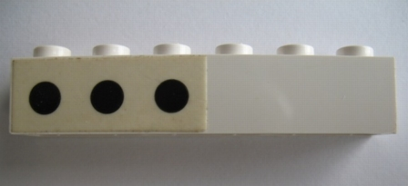 Lego Brick 1 x 6 with 3 Black Spots Left Pattern (Sticker) - Set 364