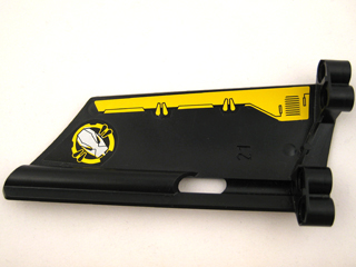 Lego Technic, Panel Fairing #21 Large Long, Small Hole, Side B with Yellow Border and Yellow Circle and Silver Robot Head Pattern on Inside (Stickers) - Set 8105