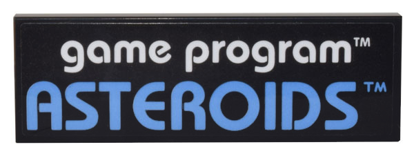Lego Tile 2 x 6 with White 'game program' and Medium Blue 'ASTEROIDS' Pattern (Sticker) - Set 10306
