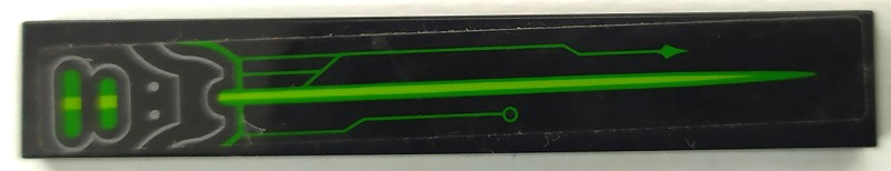 Lego Tile 1 x 6 with Hull Plates, Green and Lime Arrow and Circuitry Pattern Model Left Side (Sticker) - Set 72003