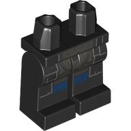 Lego Hips and Black Legs with Coat Tails, Dark Bluish Grey Symbol, Dark Blue Ruffles Print / Black