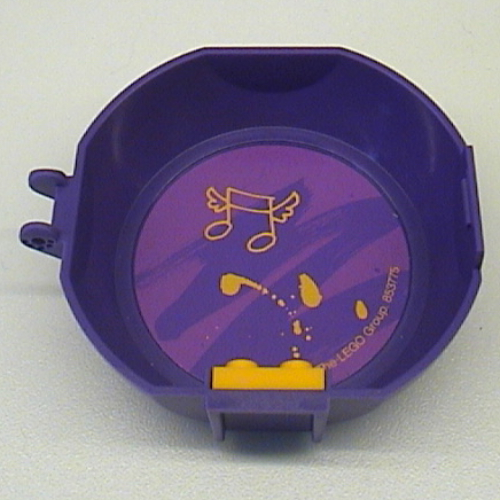Lego Pod, Round, Half, Back with 1 x 2 Plate Bright Light Orange with Musical Note Sticker