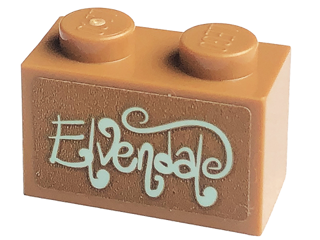 Lego Brick 1 x 2 with Light Aqua 'Elvendale' Pattern (Sticker) - Set 41447