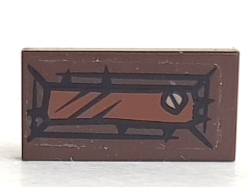 Lego Tile 1 x 2 with Reddish Brown Rectangle and Screw Pattern (Sticker) - Set 79010 / Dark Brown