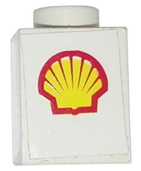 Lego Brick 1 x 1 with Shell Logo Pattern (Sticker) - Set 1469