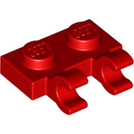 Lego Plate Special 1 x 2 with Clips Horizontal [Open O Clips] / Red
