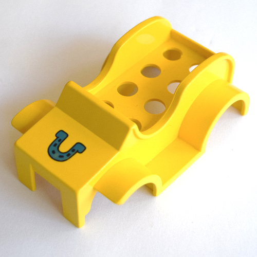 Lego Duplo Car Body (Old Style) with Blue Horseshoe Print