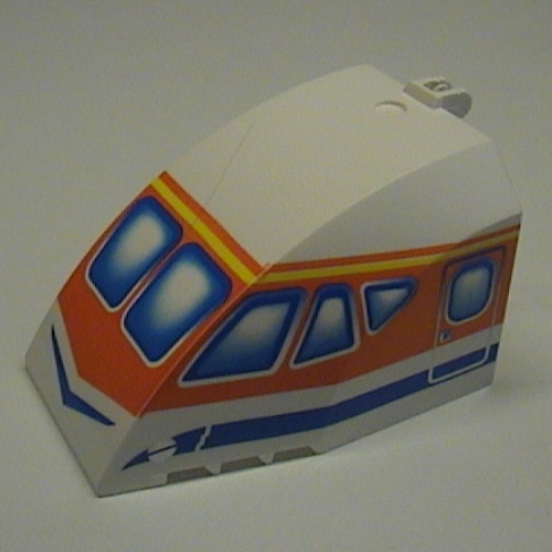 Lego Windscreen 8 x 6 x 4 Canopy with Hinge and Airliner Cockpit Blue/Orange Print / White
