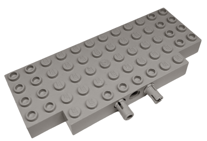 Lego Brick, Modified 5 x 12 with 1 x 2 Cutouts and 3 Holes on Side with 2 Fixed Rotatable Friction Pins (45403 / bb1241)