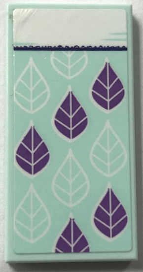 Lego Tile 2 x 4 with Blanket with Medium Lavender Leaves and White Bedsheet Pattern (Sticker) - Set 41679