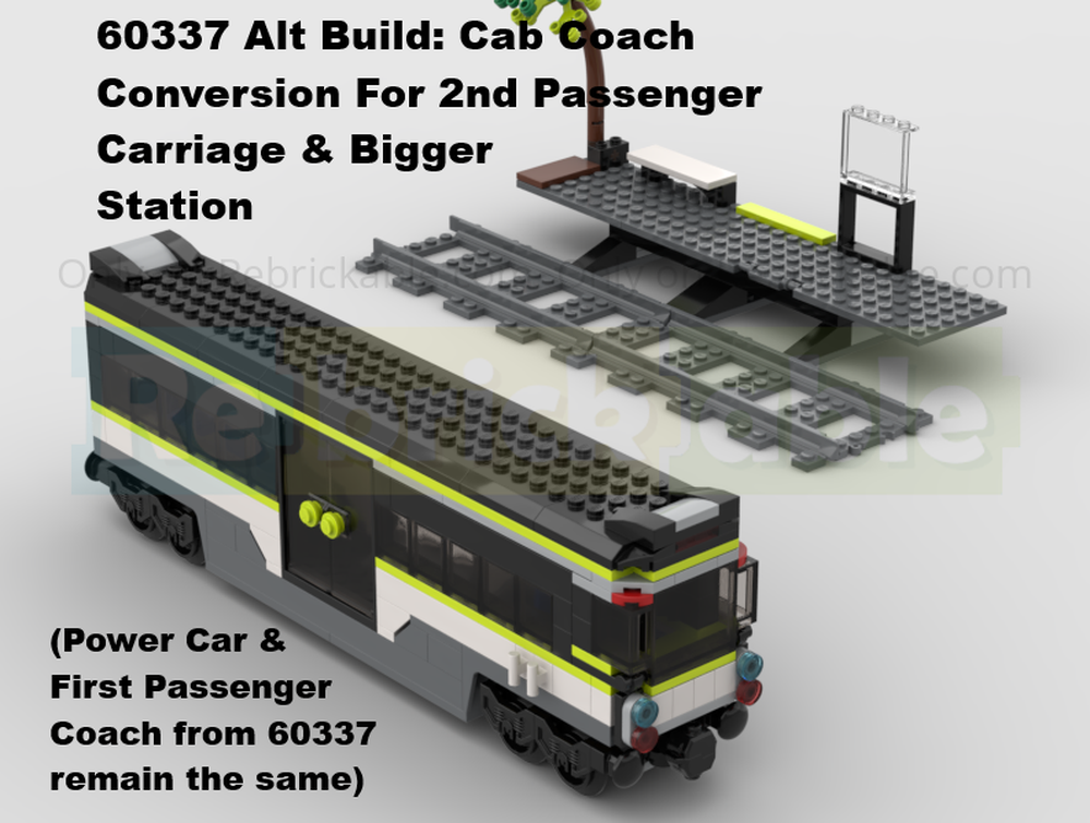 Lego 60337 Alt Build - Cab Coach Conversion For 2nd Passenger Carriage & Bigger Station