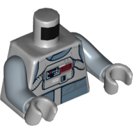 Lego Torso Sand Blue Vest and Bib with Breathing Apparatus Print (AT-AT Driver), Sand Blue Arms, Light Bluish Gray Hands / Light Bluish Gray