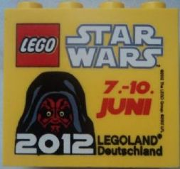 Lego Brick 2 x 4 x 3 with Legoland Deutschland Star Wars 07. - 10. Juni 2012 Pattern / Yellow