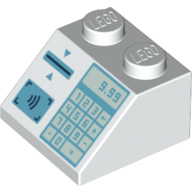 Lego Brick Sloped 45° 2 x 2 with Keypad, Card Slot, '9.99' print / White