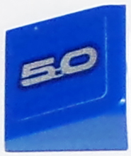 Lego Slope 30 1 x 1 x 2/3 with Silver '5.0' on Blue Background Pattern Model Right Side (Sticker) - Set 75871