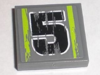 Lego Tile 2 x 2 with Number 5 Black Worn Pattern (Sticker) - Set 8211