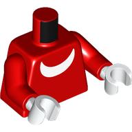 Lego Torso, White Chest Moon Shaped Print, Red Arms, White Hands