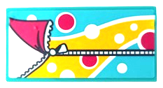 Lego Tile 2 x 4 with Dark Turquoise Sleeping Bag with Bright Light Orange Stripe, Magenta and White Circles Pattern (Sticker) - Set 41681 / Medium Azure