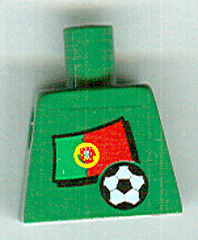 Lego Torso Soccer Portuguese Goalie, Portuguese Flag Sticker Front, White Number Sticker Back Pattern (specify number in listing) / Green