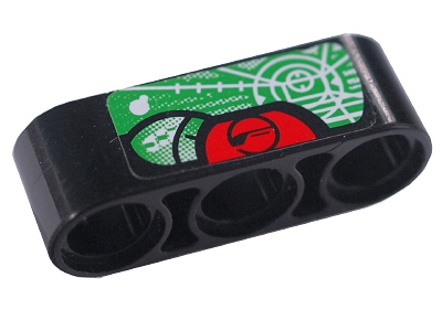 Lego Technic, Liftarm Thick 1 x 3 with Green Display Screen Pattern (Sticker) - Set 8354-1 / Black