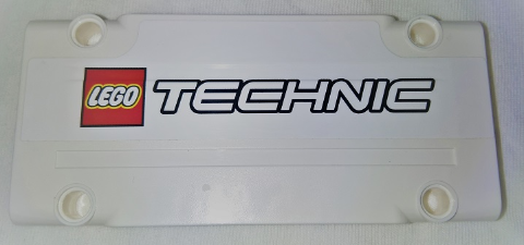 Lego Technic, Panel Plate 5 x 11 x 1 with LEGO TECHNIC Logo Pattern (Sticker) - Set 9398 / White