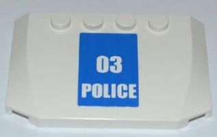 Lego Wedge 4 x 6 x 2/3 Triple Curved with White '03 POLICE' on Blue Background Pattern (Sticker) - Set 7286