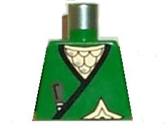 Lego Torso Castle Ninja Wrap, Brown Dagger, Gold Star, Gold Scale Mail Pattern / Green