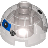 Lego Brick Round 2 x 2 Dome Top, Hollow Stud with Blue Imperial Astromech Droid Print