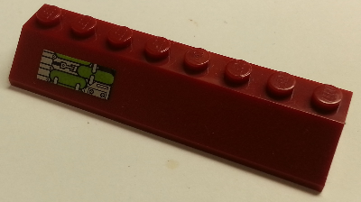 Lego Slope 45 2 x 8 with Silver and Lime Mechanical Pattern Model Right side (Sticker) - Set 7298