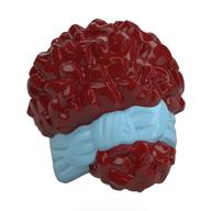 Lego Hair Coiled, Tied Up with Ribbon, Medium Azure Pattern / Dark Red