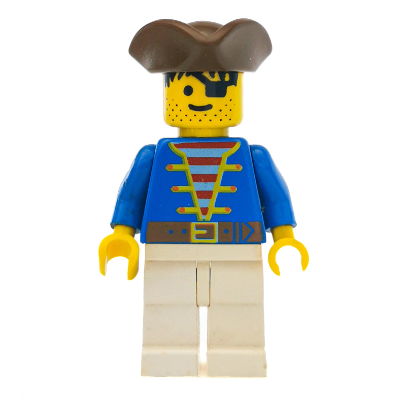 Lego Pirate - Blue Jacket, White Legs, Brown Bicorne, 3626b
