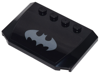 Lego Wedge 4 x 6 x 2/3 Triple Curved with Silver Batman Logo Pattern (Sticker) - Set 70905