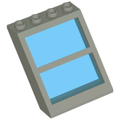 Lego Window 4 x 4 x 3 Roof with Centre Bar / Light Gray