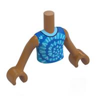 Lego Minidoll Torso Boy with Blue Shirt, Azure/Bright Light Blue Swirl Print, Medium Nougat Arms and Hands / Medium Nougat