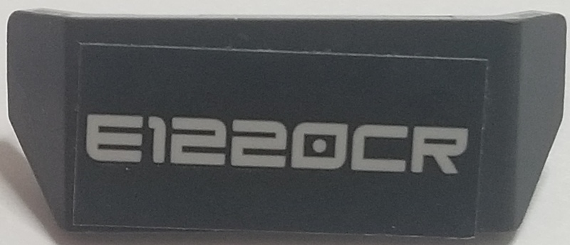 Lego Vehicle, Spoiler with Bar Handle with 'E1220CR' Pattern (Sticker) - Set 70615 / Dark Bluish Gray