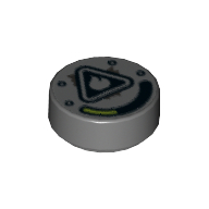Lego Tile Round 1 x 1 with Gauge, Flammable Warning / Dark Bluish Gray
