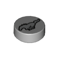 Lego Tile Round 1 x 1 with Mustang Logo Print / Light Bluish Gray
