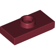 Lego Plate Special 1 x 2 with 1 Stud with Groove and Inside Stud Holder (Jumper) / Dark Red
