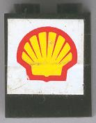 Lego Stickered Assembly 2 x 1 x 2 with Shell Logo on White Background Pattern (Sticker) - Set 6378
