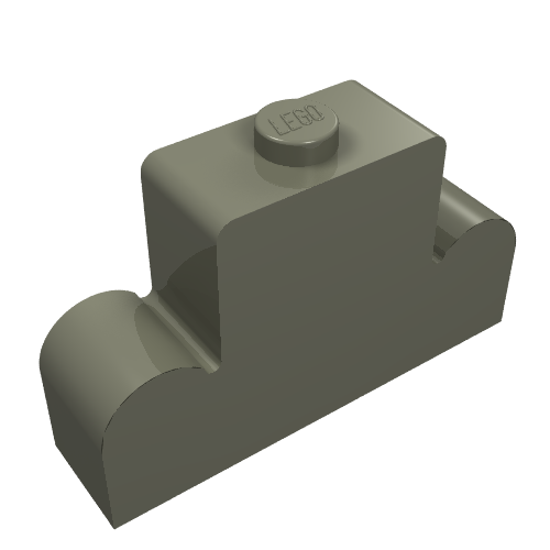 Lego Brick Curved 1 x 4 x 2 Centre Stud Top / Dark Gray