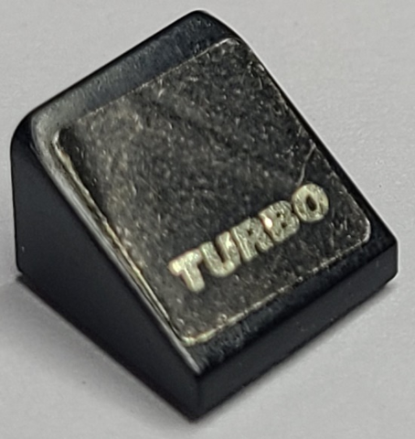 Lego Slope 30 1 x 1 x 2/3 with Silver 'TURBO' Pattern (Sticker) - Set 8150 / Black