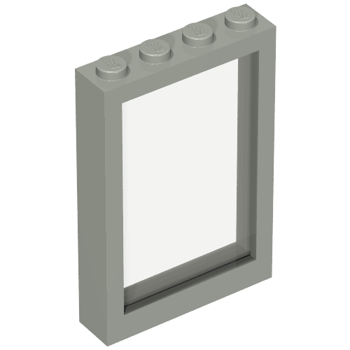 Lego Window 1 x 4 x 5 with Fixed Glass / Light Gray