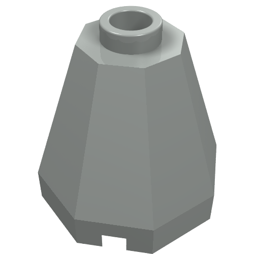 Lego Cone 2 x 2 x 1 2/3 Octagonal, Open Stud / Light Gray