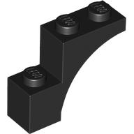 Lego Brick Arch 1 x 3 x 2, Straight End / Black