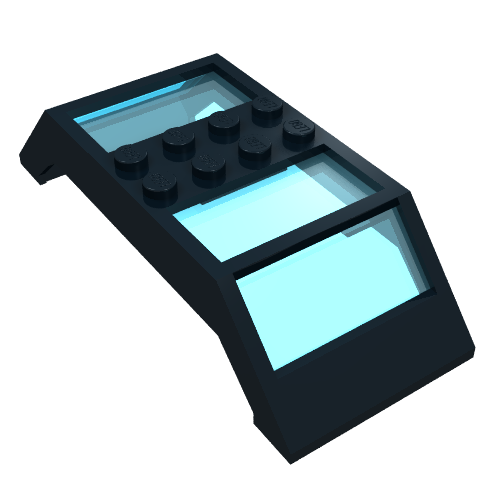 Lego Window 4 x 10 x 2 Roof Slope Double, Complete Assembly, Trans-Light Blue Glass / Black